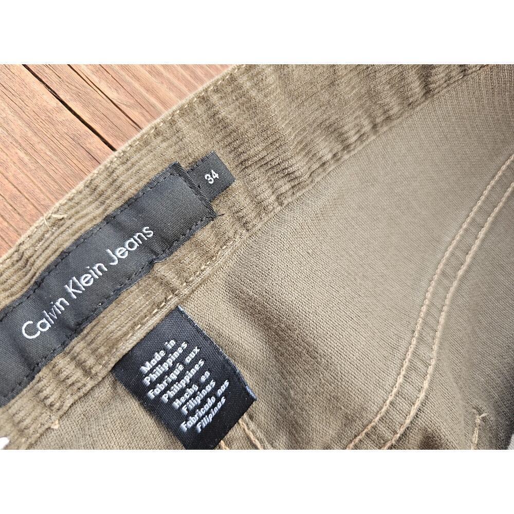 Calvin Klein Corduroy Jean’s Men’s 34 Brown Straight Leg Flat Front Pants - Picture 5 of 11